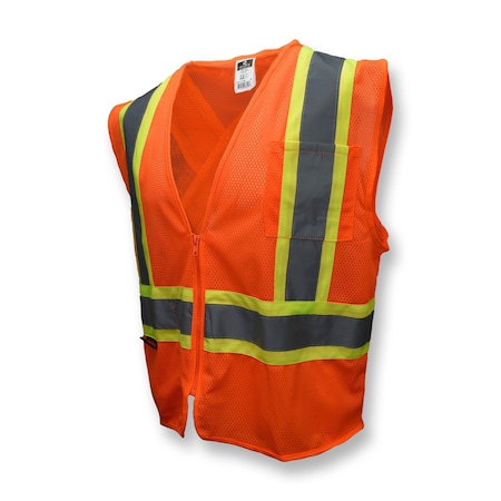 Hi-Vis Econ TpR/Cl2 Msh XBk Vest/2Tn Trm-Org-M